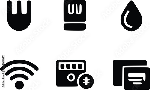 Home Utility Icons Set Electricity Water Gas Internet Symbols Smart Home Living Bill Payment Vectors