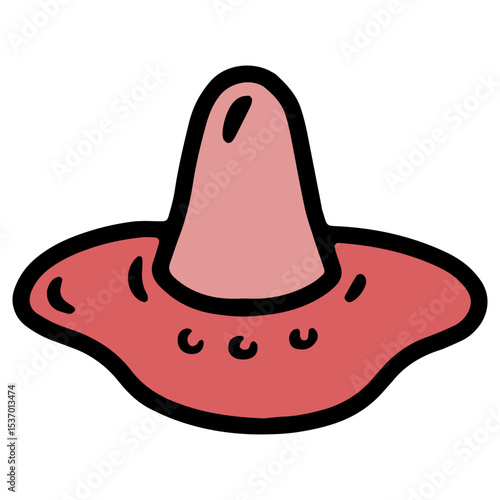 and drawn vector illustration of a silicone nipple shield, pink color
