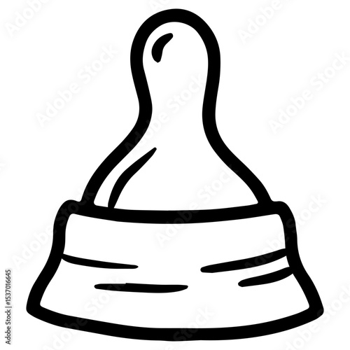 Hand drawn vector illustration of a baby bottle nipple, linear style