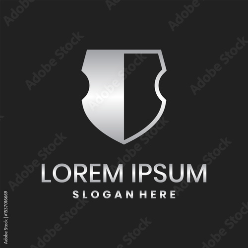 Free Download Metallic shield logo with silver gradient - GFXLoad