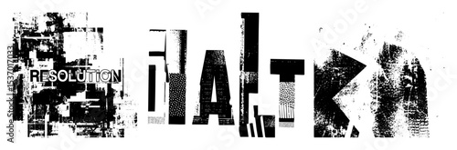 Vector Abstract typographic featuring the word  and fragmented letters.