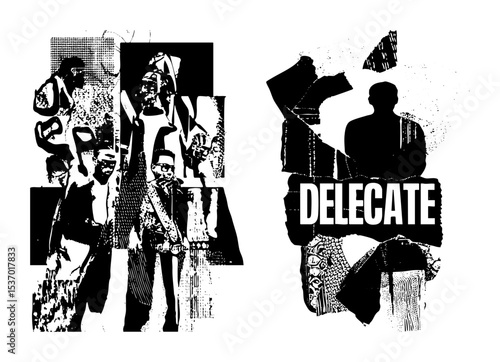 Vector Illustrative figures and bold Delegate typography create a dynamic political .