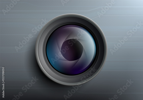 Photo or video camera lens. Digital technology aperture. Vector illustration