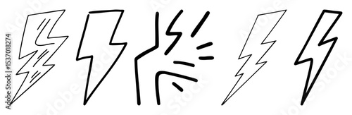 Vector Collection of bold black lightning bolt vector illustrations.