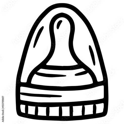 Hand drawn vector illustration of a baby bottle nipple with cover, linear style