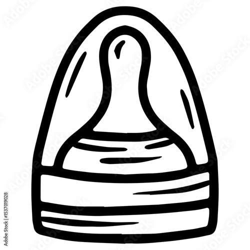 Hand drawn vector illustration of a baby bottle nipple with cover, linear style