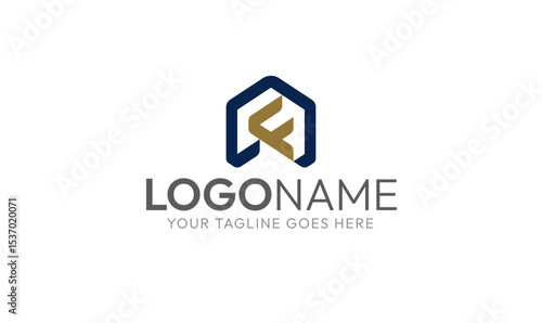 Free Download Modern Abstract Logo Design: Gold and Blue 'F' Monogram logo, Real Estate Logo - GFXLoad