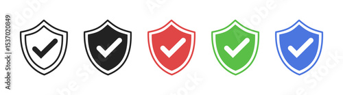 Free Download Shield security icons, security shields symbols with check mark. Vector elements. - GFXLoad
