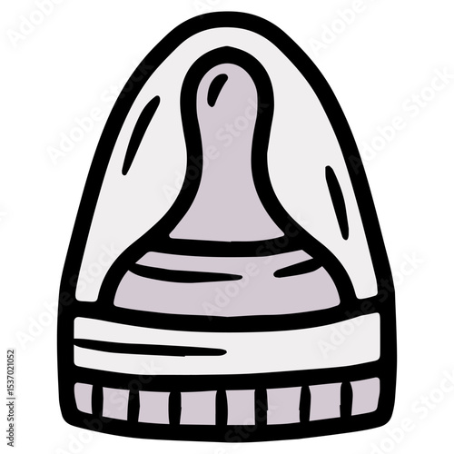 Hand drawn vector illustration of a bottle nipple with cap, grey color