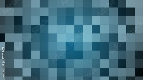 Digital blue square animation. Pixel animation with greenish blue with dark background.  