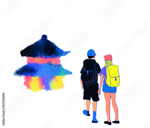 Set of web icons on the topic: Traveling the world in line style. Travel icons for web and mobile apps. Machine learning, websites, online schools, AI digital technology, algorithm, smart robot, cloud