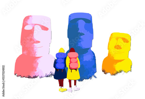 Set of web icons on the topic: Traveling the world in line style. Travel icons for web and mobile apps. Machine learning, websites, online schools, AI digital technology, algorithm, smart robot, cloud