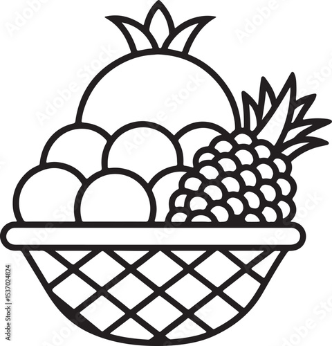 Woven fruit basket illustration isolated on white background