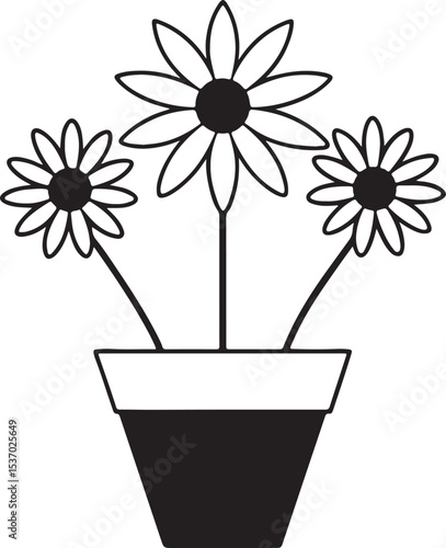 Three daisy like flowers illustration isolated on white background