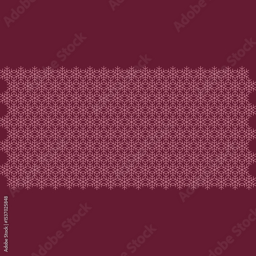 Ornamental seamless pattern with pink shapes on maroon red background