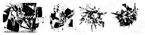 Vector Abstract black elements create dynamic fractured shapes.