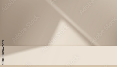 Background Brown Wall Studio Room and White Light,Shadow on Podium Stage for Product,Autumn Brown Backdrop.Fall Season scene banner with sunlight on floor texture,Interior Kitchen with blur gradient