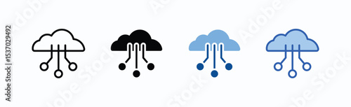 Server icon sheet multiple style collection isolated vector