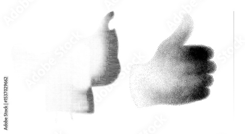 Vector Dot patterned thumbs up hand gesture .