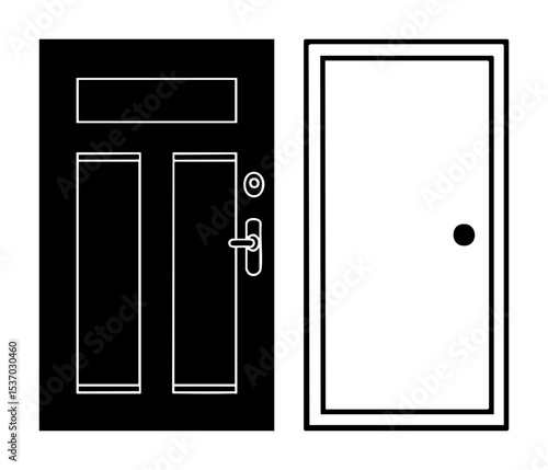 Vector Contrasting Doors : Black and White