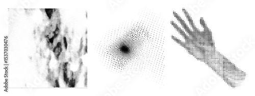 Vector Abstract dotted human figure and disintegrating form .