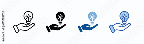 Idea icon sheet multiple style collection isolated vector