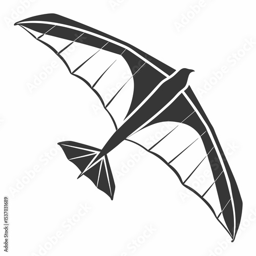 Hang glider silhouette aerial view extreme sport adventure flight
