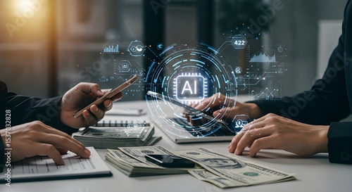 Crecimiento empresarial y económico en la red comercial global, análisis de datos de financiación y banca, acciones, IA, tecnología y conexión de datos, seguridad, blockchain y redes, estrategia comer