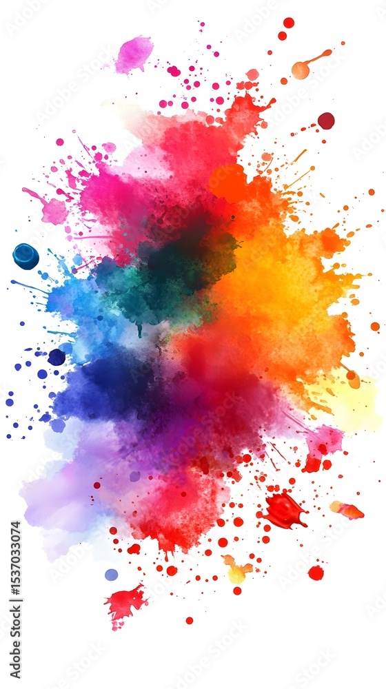 Fototapeta premium Vibrant Rainbow Watercolor Explosion Abstract Art