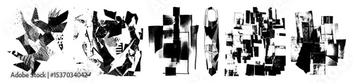 Vector Abstract geometric shapes create a dynamic monochrome composition.