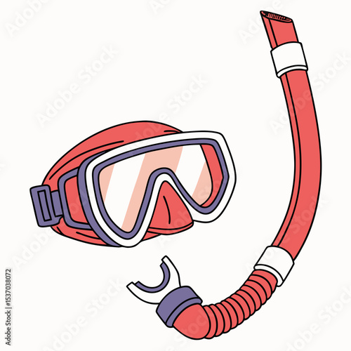 Red diving mask snorkel set underwater gear summer fun ocean exploration