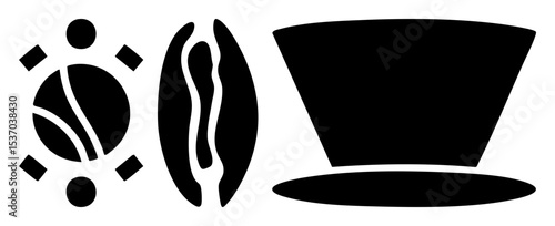 Vector Coffee beans and brewing filter set.