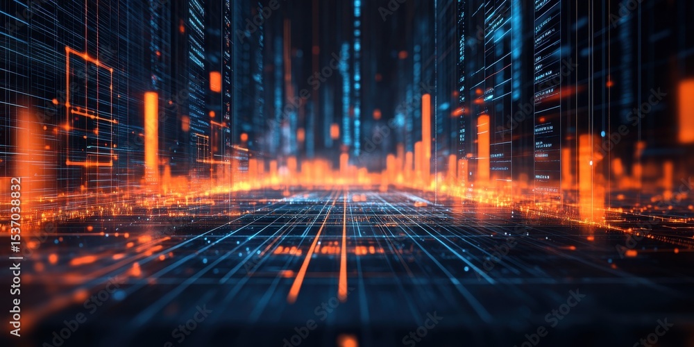 Dynamic data visualization in a futuristic cityscape digital artwork high-tech environment aerial perspective Dynamic data visualization in a futuristic cityscape digital artwork high-tech environment aerial perspective
