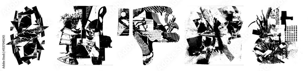Fototapeta premium Vector Abstract geometric shapes create a dynamic fragmented composition.