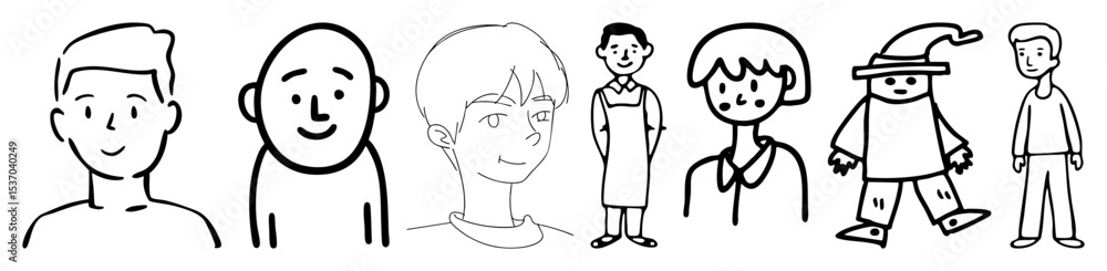 Vector Diverse cartoon characters showcase varied facial expressions and styles. Vector Diverse cartoon characters showcase varied facial expressions and styles.