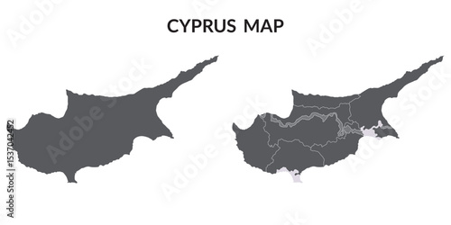 Cyprus map. Map of Cyprus in grey color set