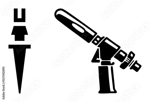 Vector Stylized weapon and dagger showcase sharp geometric designs.