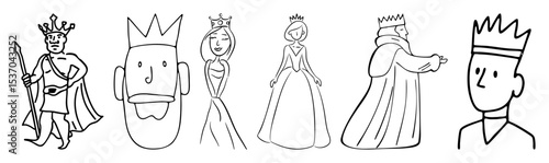 Vector characters set featuring kings queens and knights.