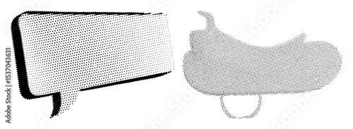 Vector Speech bubble and thumbs-up in halftone style.