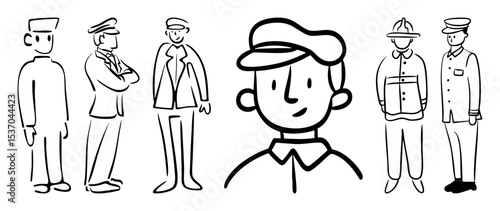 Vector Diverse staff illustrations depict hospitality and service professionals in uniform.