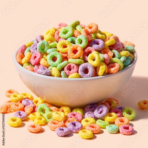 Colorful fruit loops cereal in a bowl
