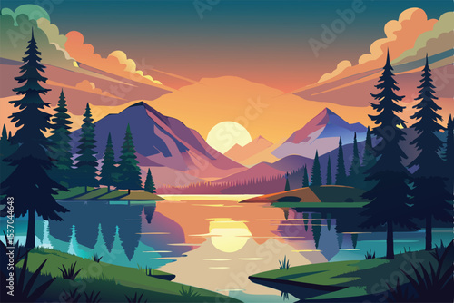 sunset in the mountains