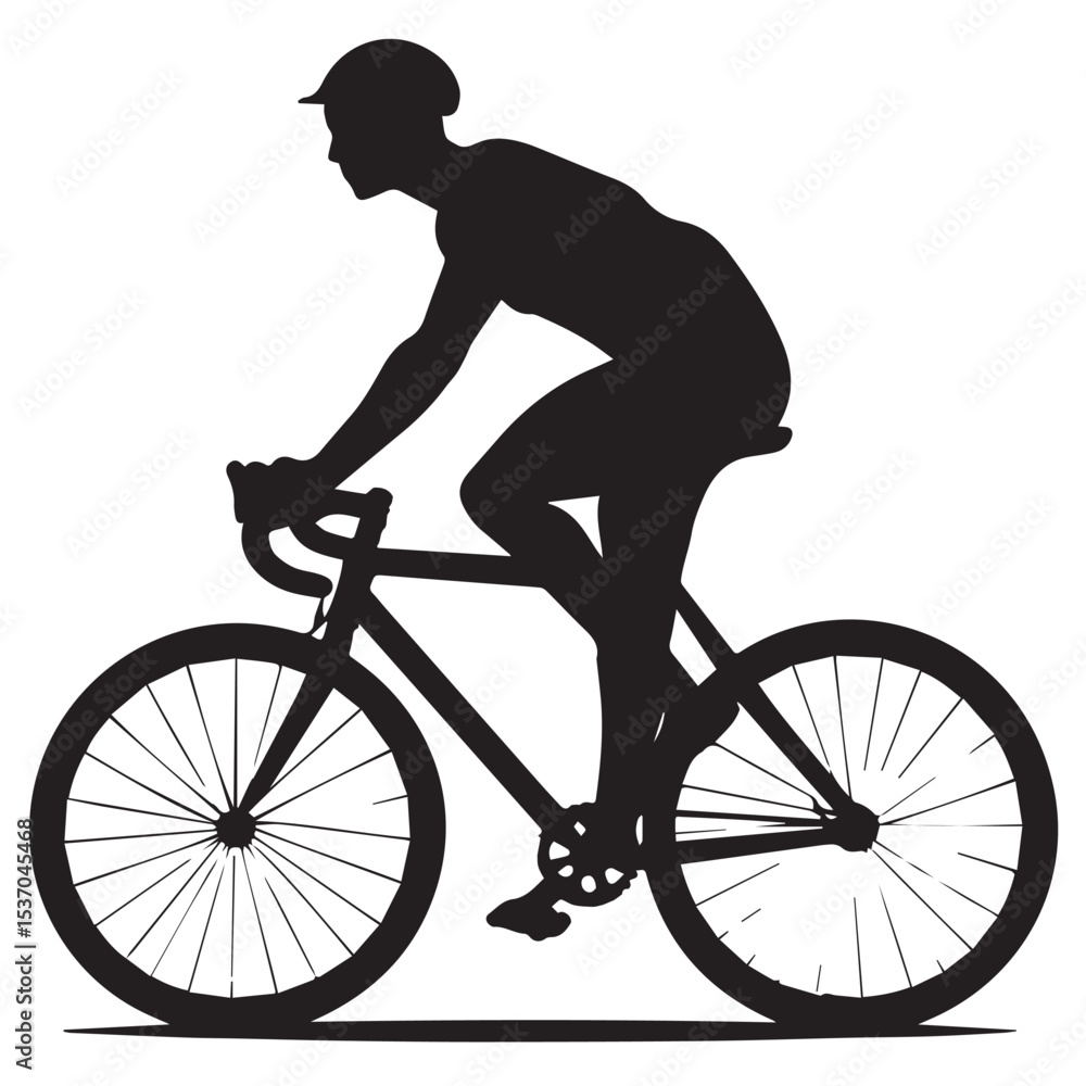 Fototapeta premium Silhouette of cyclist riding road bike