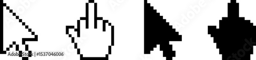 Pixel Art Mouse Pointer Cursor Vector Icons Set (Finger Ver.)