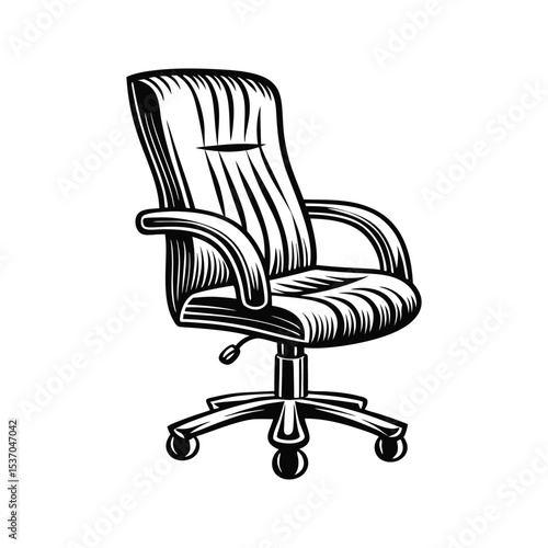 Black and White Silhouette of an Ergonomic Executive Office Chair on White Background executive chair