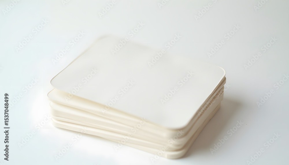 Stack of White Cards with Rounded Corners on White Surface Stack of White Cards with Rounded Corners on White Surface
