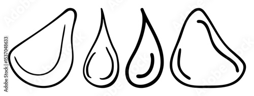 Vector Four stylized droplet shapes form a minimalist .