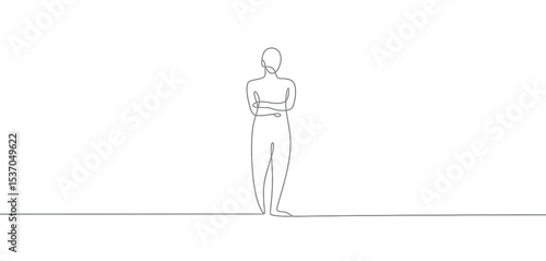 Minimalist line drawing of person with arms crossed