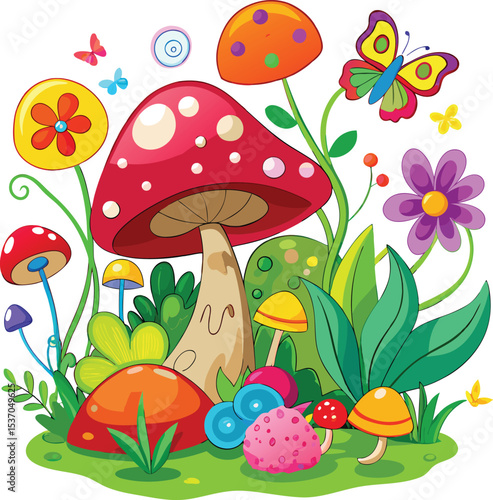 mushrooms in the grass