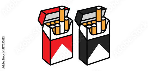 Red and black cigarette packs open graphic illustration